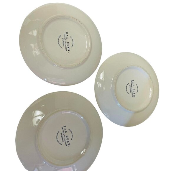 Rae Dunn Artisan Collection Dinner saucers Yum Ceramic Set Of 3  Plates 6 1/2" - Picture 2 of 6